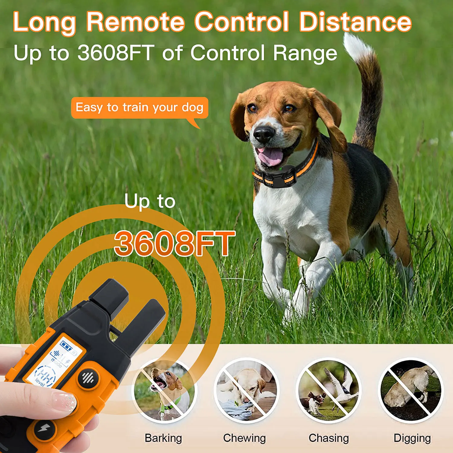 

3300Ft Electric Dog Training Collar Remote Control Waterproof Pet BehaviorFor 5-120lbs Puppy With Shock Vibration Pet Dog Collar