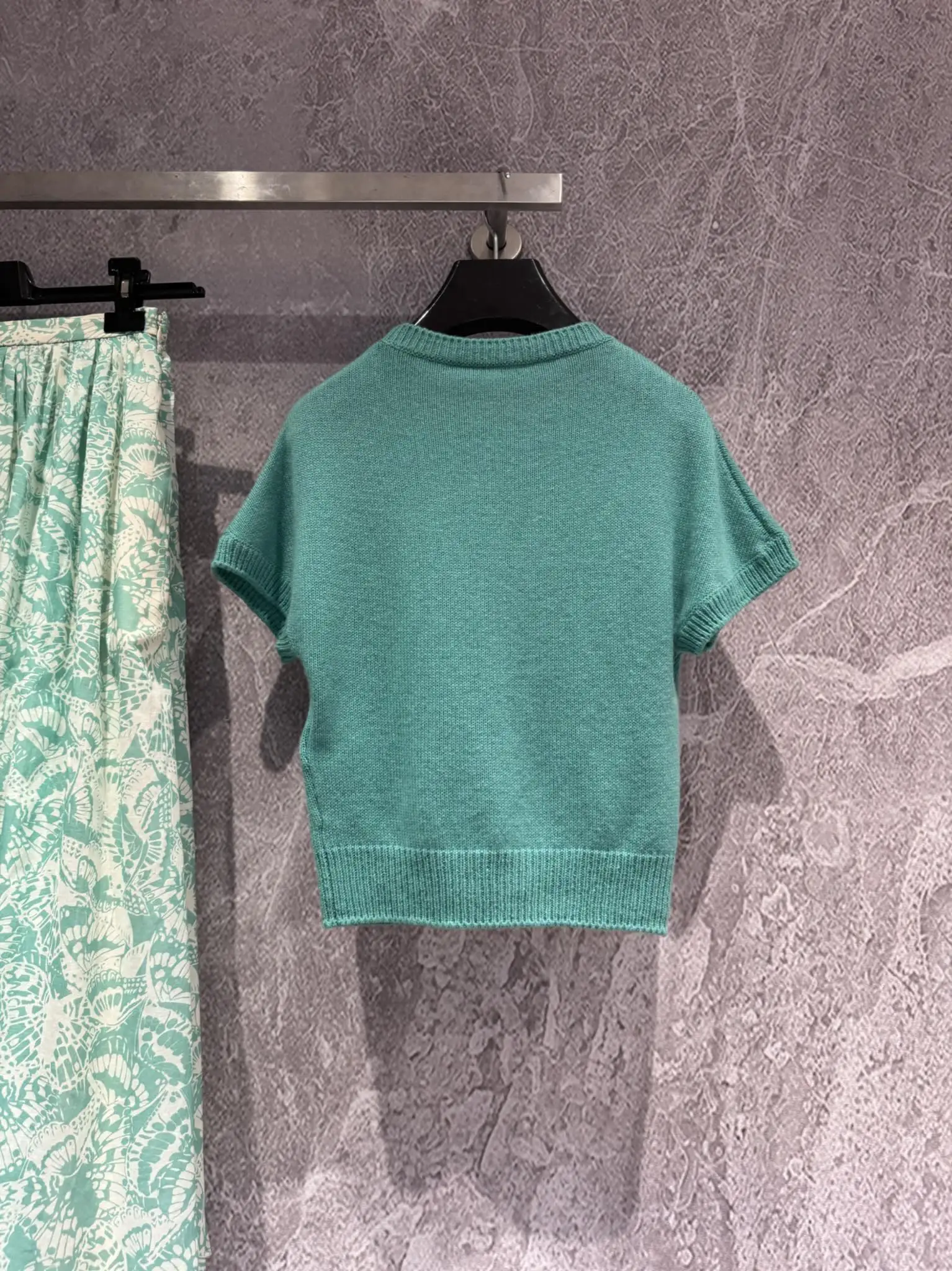 2024 Spring Summer New Mint Mambo cashmere round neck knitted loose short sleeve woman T-shirt female sweater fashion clothing