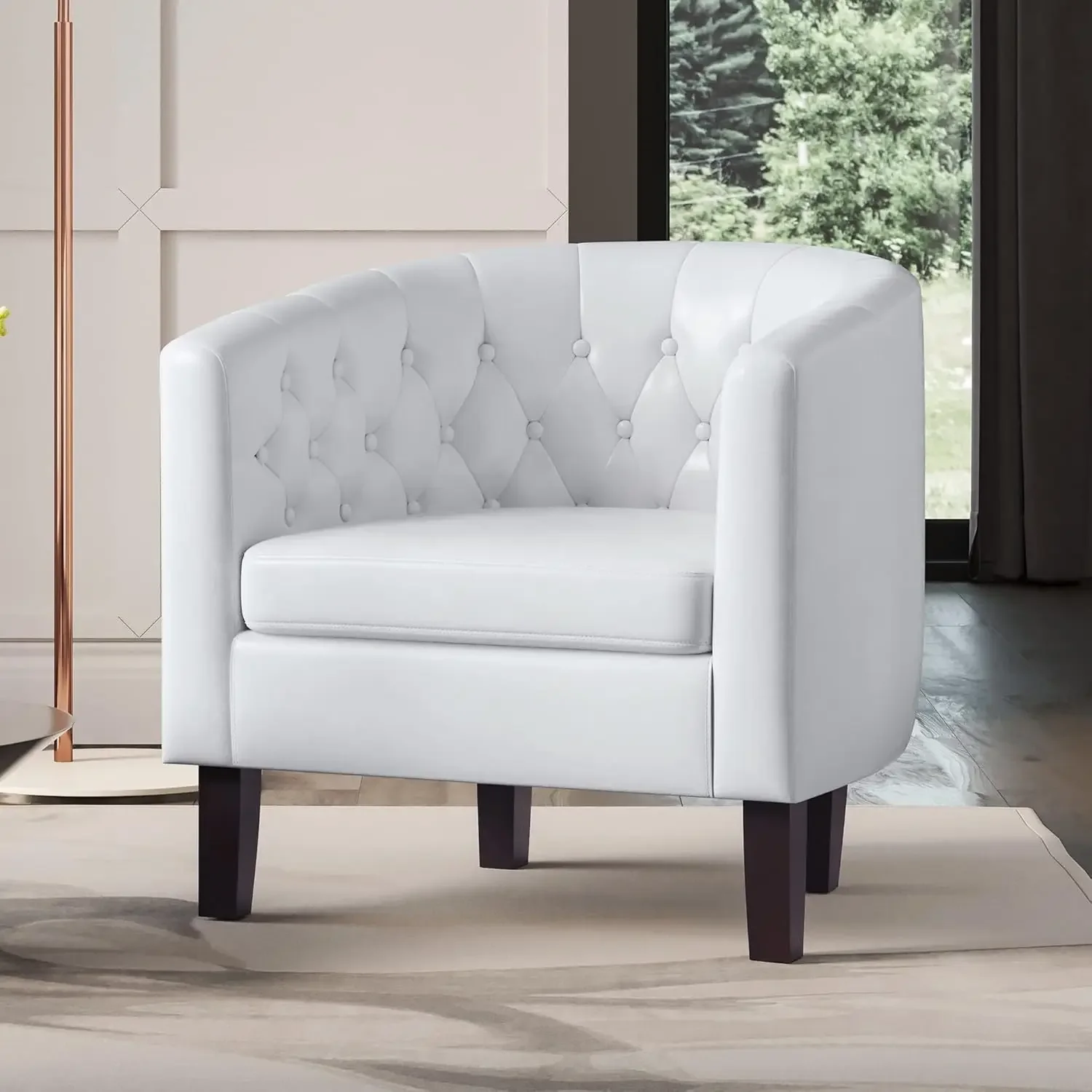 Accentstoelen voor woonkamer Set van 2 elegante fauteuils Gestoffeerde getufte komstoelenClubstoelen voor slaapkamer met stevige benen en kunst