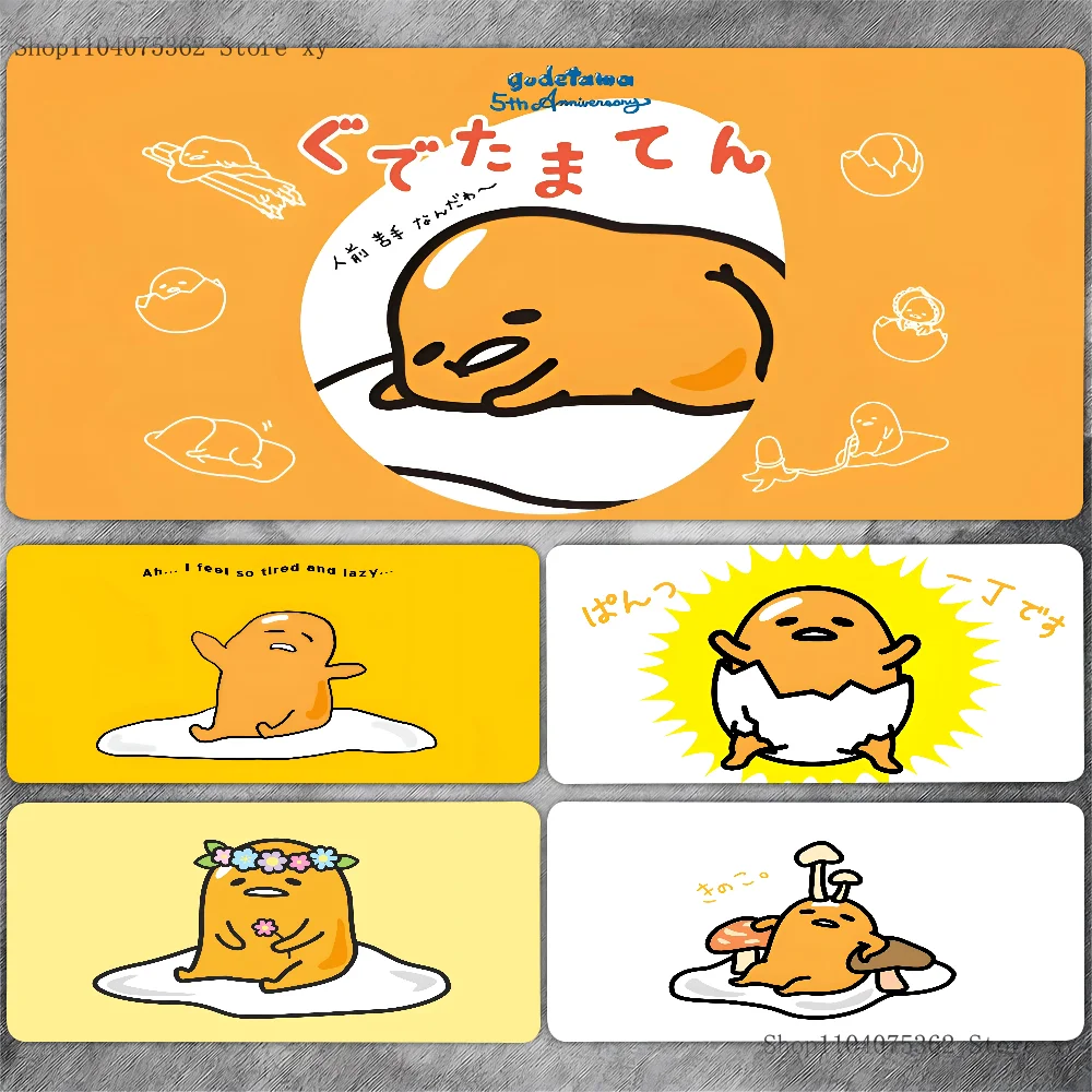 Cartoon Gudetama Mousepad Desk Pad Gaming Accessories Prime Gaming XXL Keyboard Pad Stitched Pad