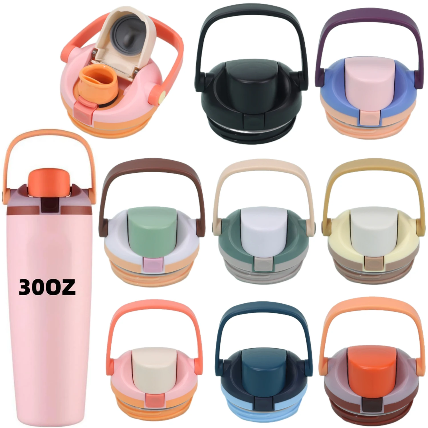 Replacement Lid Compatible Accessory with Owala FreeSip Sway 30oz Water Bottles,Caps with Carry Handle, Easy-Open Button