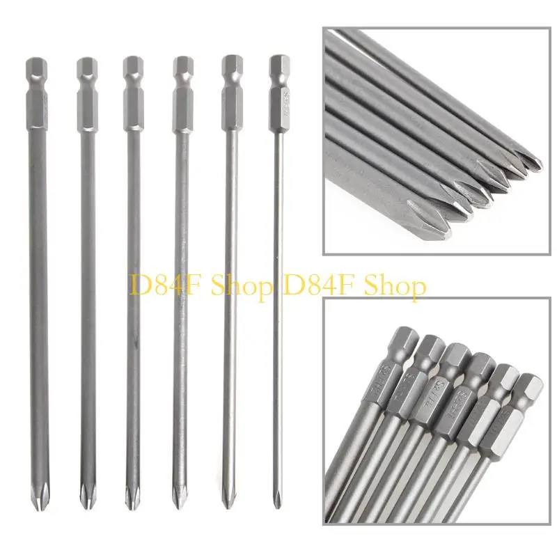 D84F 6Pcs/Set 1/4'' Shank 150mm Long Steel for Cross for Head Screwdr