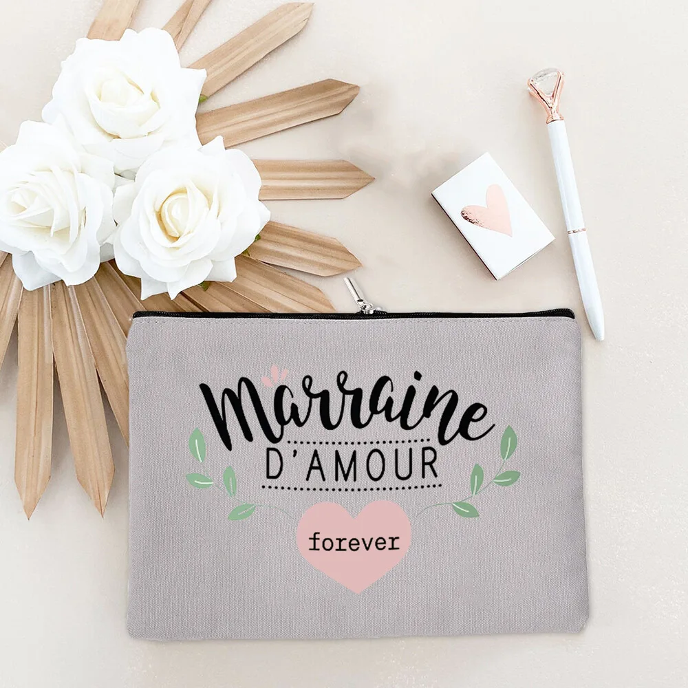 Meilleure marraine du monde t'aime pour toujours imprimer sac cosmétique pochette voyage toilette organisateur sacs cadeaux trousse de maquillage femmes Neceser