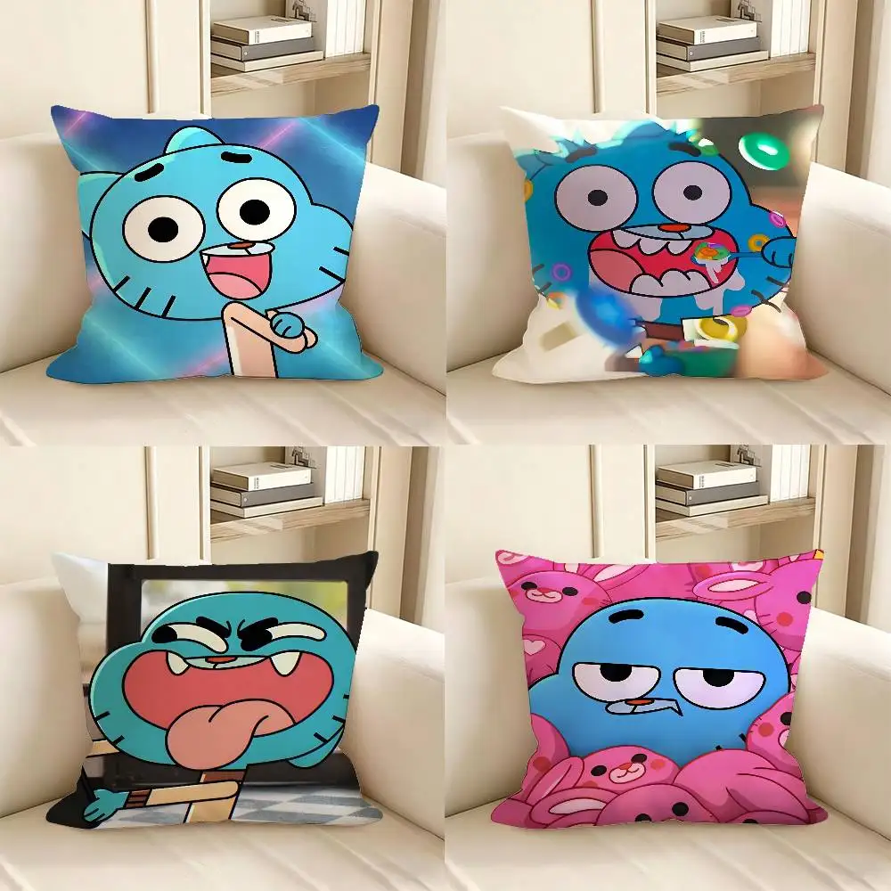 1pc Cartoon The Amazing World Of Gumball Pillow Case Fashion Square Pillowcase Bedroom Sofa Room Ins Decoration Leisure
