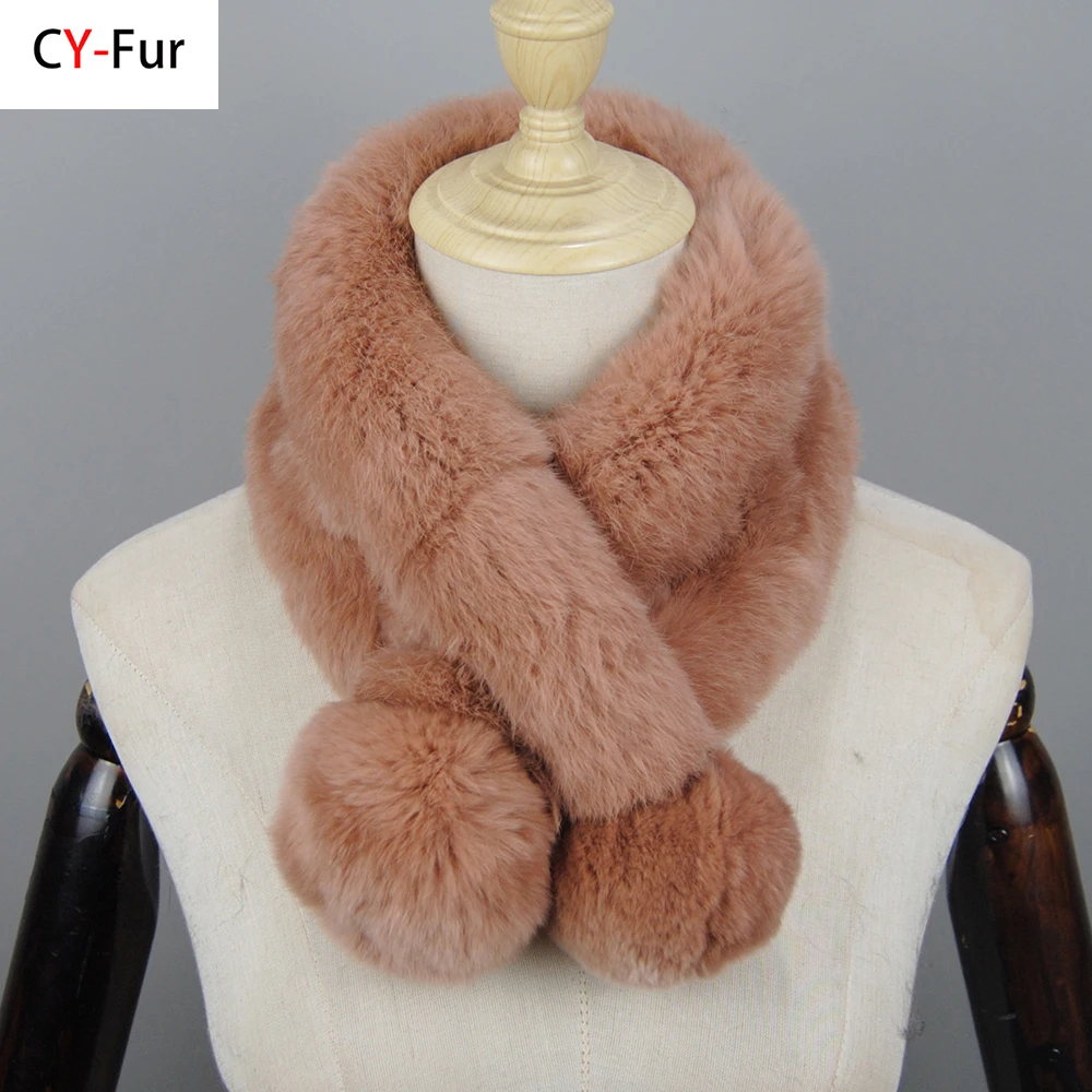 

Women Winter For 2025 Fashion Genuine Fur Scarves Hot Sale Warm Real Rabbit Girls Scarves Luxury Real Rex Rabbit Fur Scarf