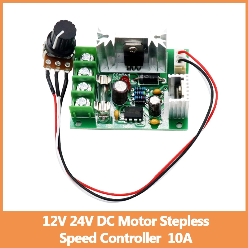 

10A Speed Controller 12V 24V High Power Motor Speed Regulator DC Motor Stepless Speed Controller