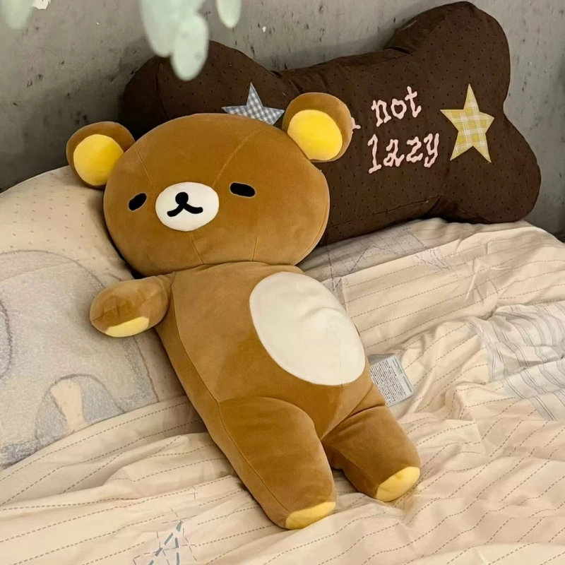 

55cm Cartoon Rilakkuma Plush Toy Fatty Sleeping Hug Bear Pillow Sofa Cushion Room Decor Surprise Gift for Girls Festival