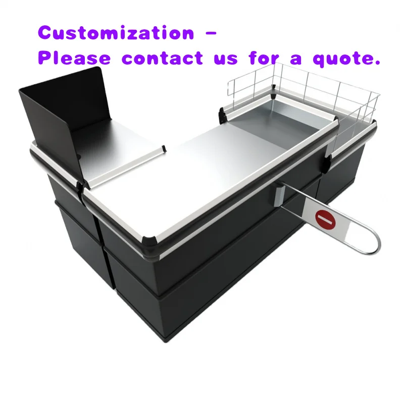 custom.Black Steel Counter Table Supermarket Convenience Store Supermarket Equipment With Exit Control