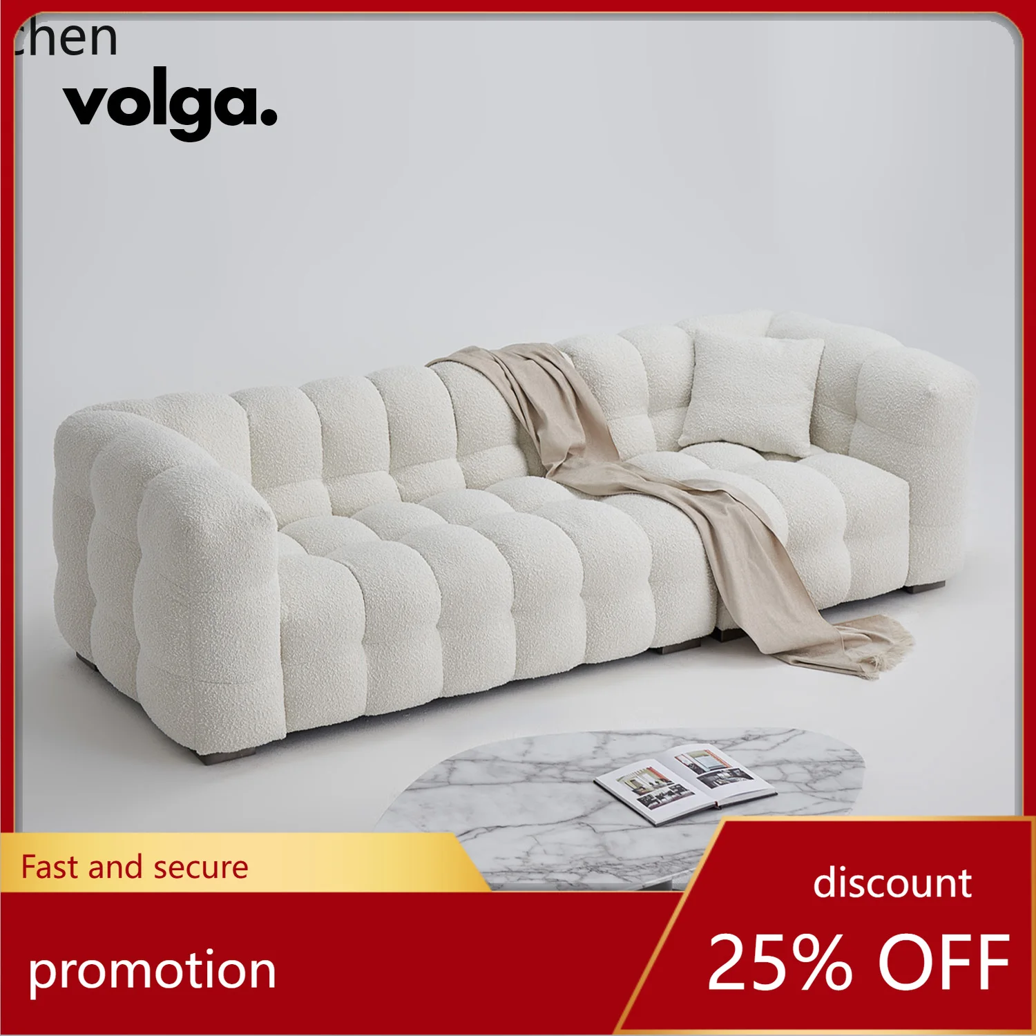 

HXL Тканевый диван Гостиная Прямой ряд Дизайнерский четырехместный диван из флиса ягненка