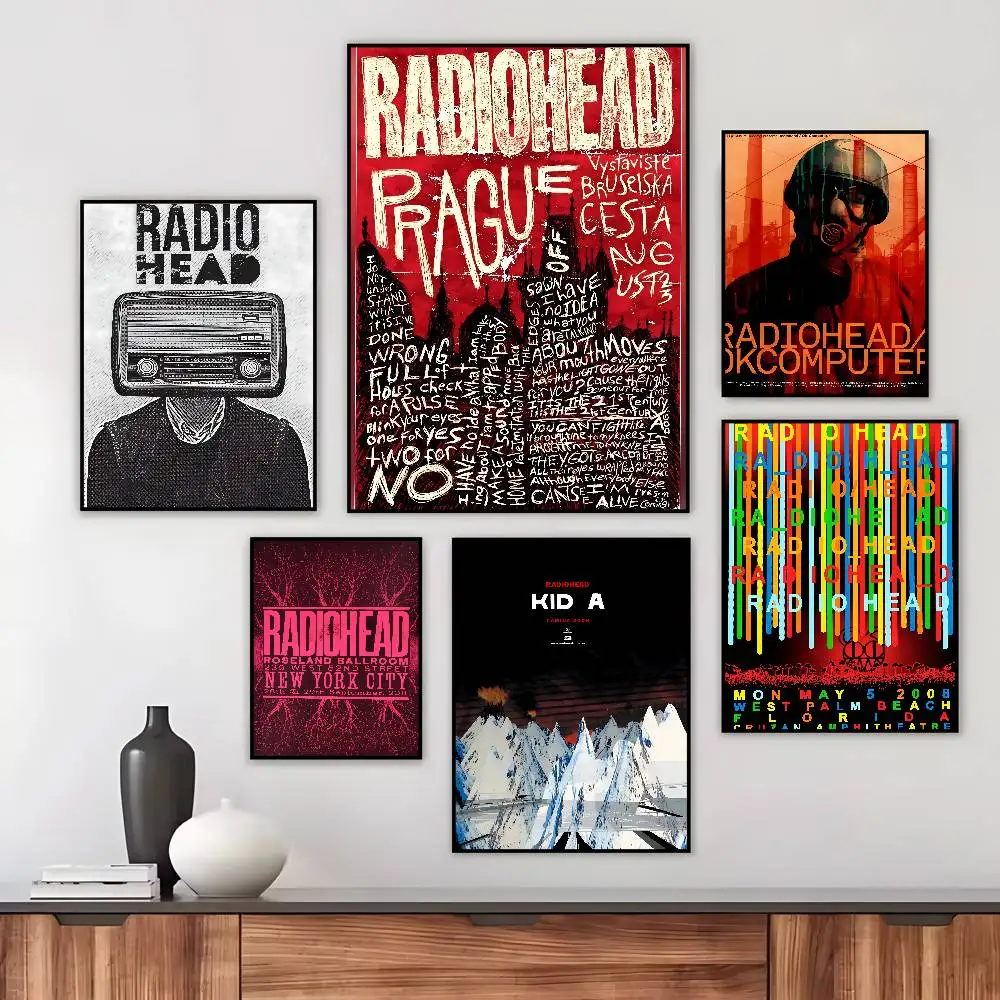 Rock Band Characters Radiohead Poster Art Canvas HD Aesthetic Printing Paper Wall Art for Living Room Bar Fashion Home Decor