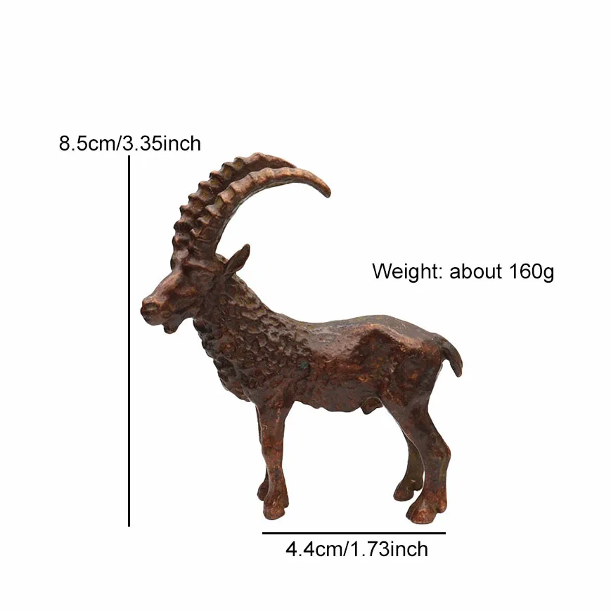 Antique Copper Leader Sheep Statue Desktop Ornament Metal Animal Antelope Figurine Miniature Tea Pet Home Decoration Accessories