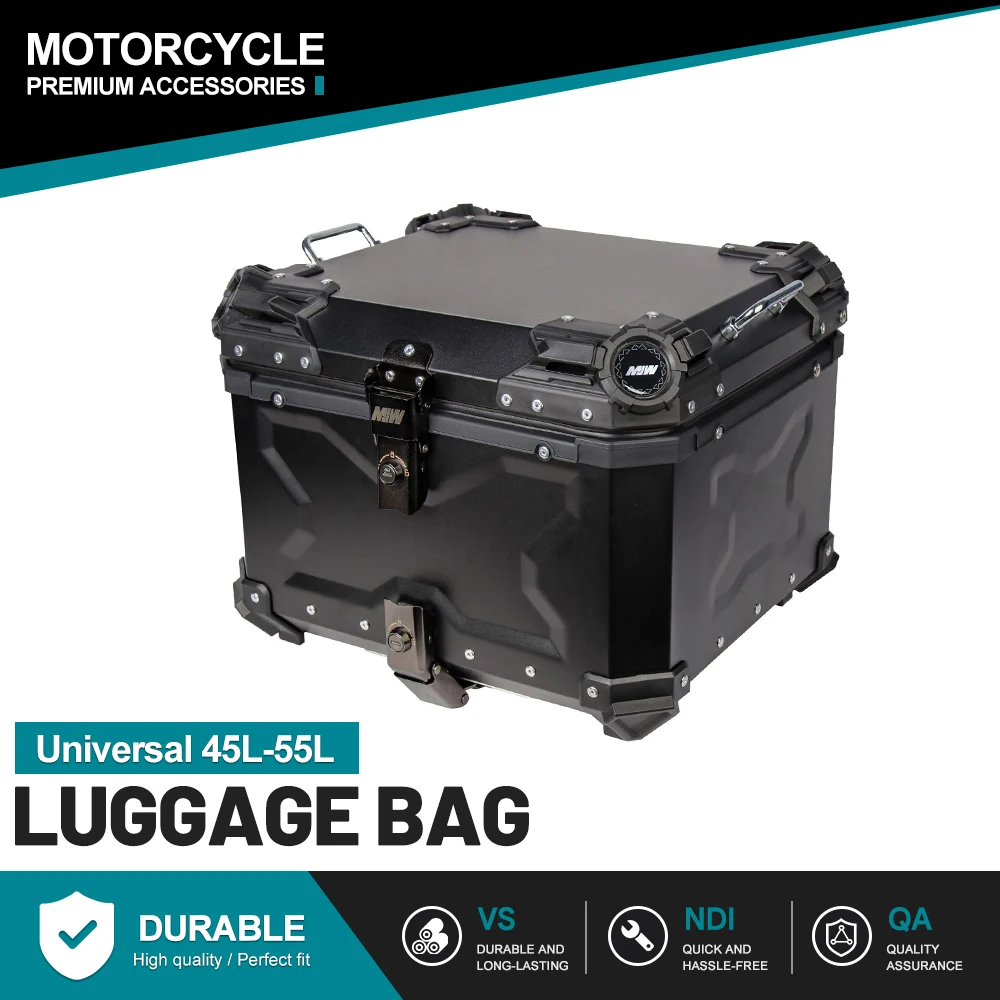 Embossed Shell Motorcycle Rear Storage Box For Universal Motorcycle Metal Handle Durable Multi Capacity Riding Cargo Accessory