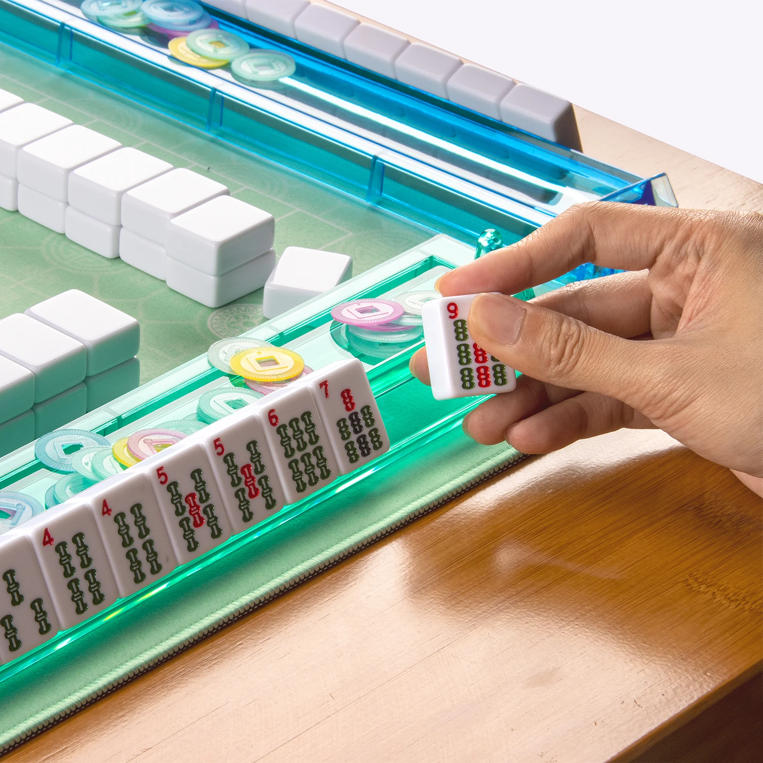 Picture 6: Mahjong Racks with Pushers, Mahjong Racks with Pushers Set of 4, PC Material, Modern American Tile Racks, for 1.2-inch Mahjong
