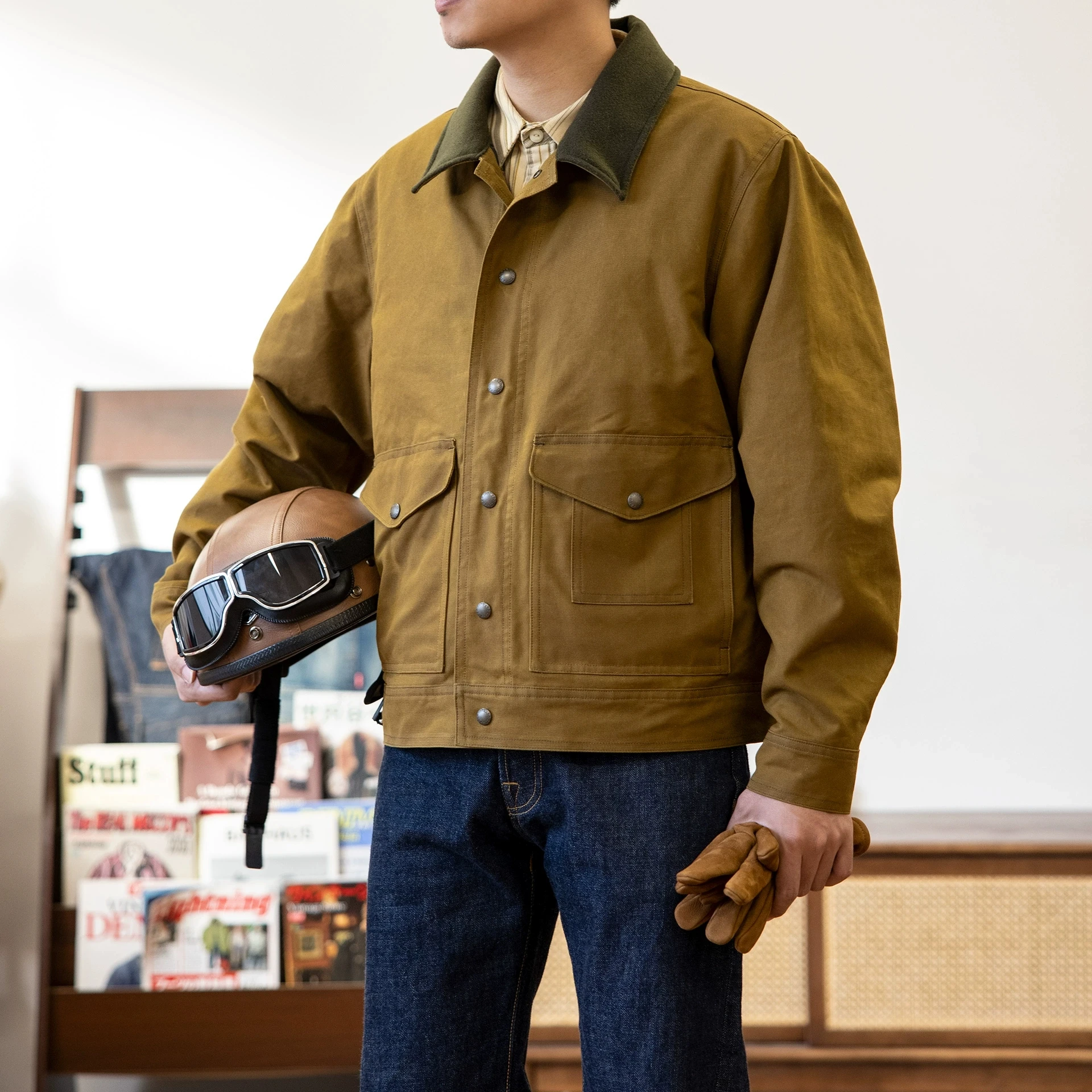 FS-0006 Red Tornado US Size Good Quality Cotton Canvas Wax Water Proof Jacket
