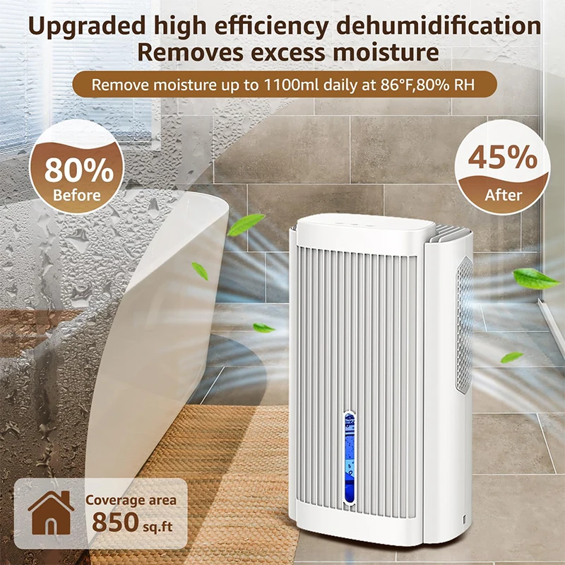 제습기, 95 OZ 물 탱크, 950 Sq. FT) 자동 차단 기능이 있는 제습기, 지하실, 침실, 욕실, RV, 옷장, 수면 모드 