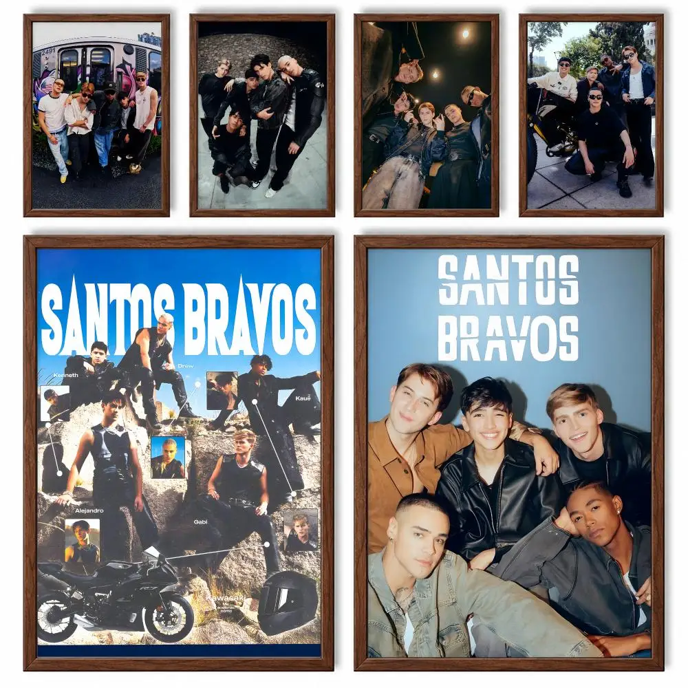 Latin Boy Group Santos Bravos Poster Self-adhesive Waterproof Paper Sticker Art Coffee House Bar Room Wall Decor