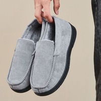 Men's Fluffy Warm Moccasin Slippers Closed Back Non Slip Indoor Outdoor House Bedroom Slippers Fleece Lined Winter