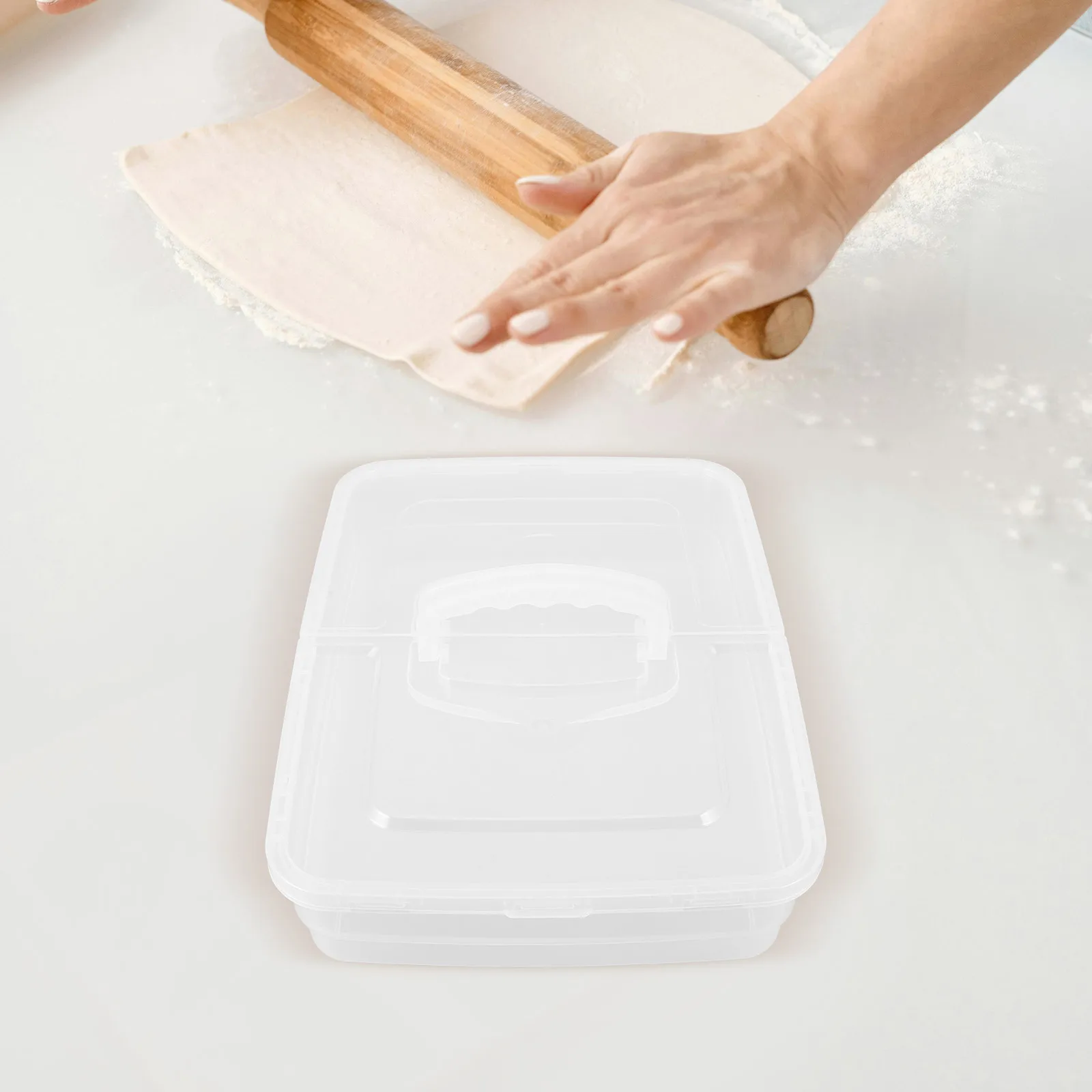 

Pizza Dough Tray Stackable Proofing Container Portable for Home Kitchen Reusable Plastic Storage Bin