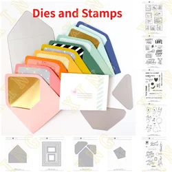 Metal Cutting Dies Clear Stamps A2 Envelope Snail Mail Scrapbook Diary Decoration Embossing Template DIY Greeting Card Handmade