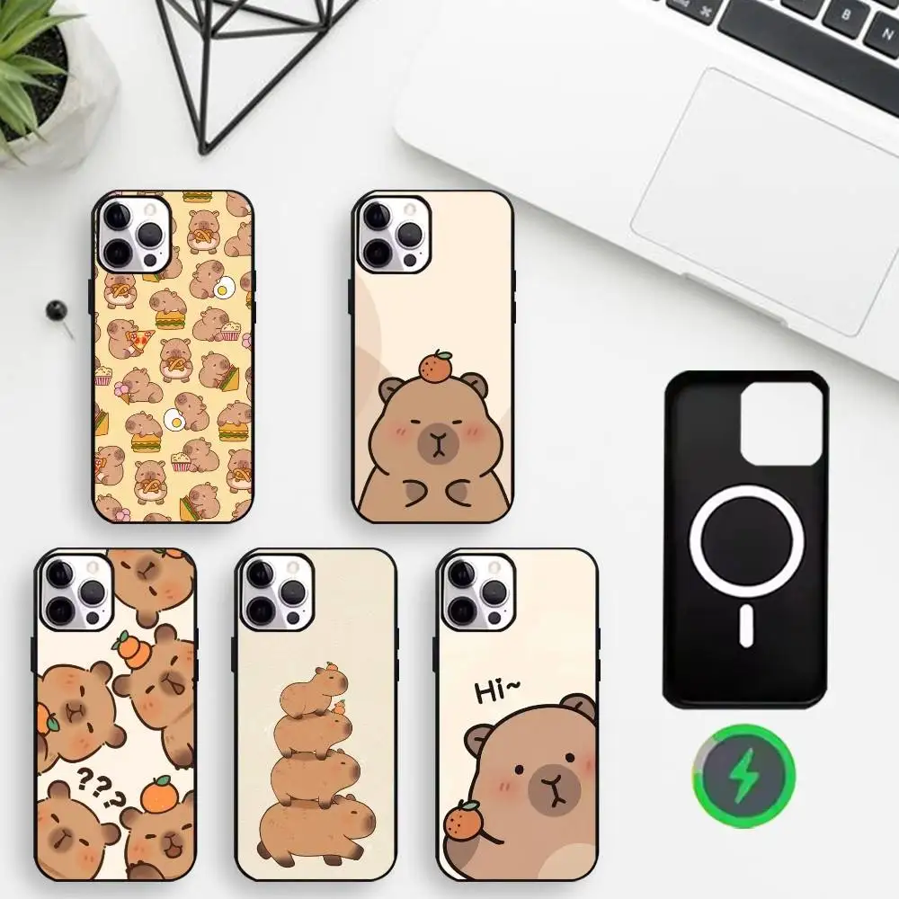 

Cute Capybara Phone Case For iPhone17,16,15,14,13,12,Wireless charging protective case soft cover