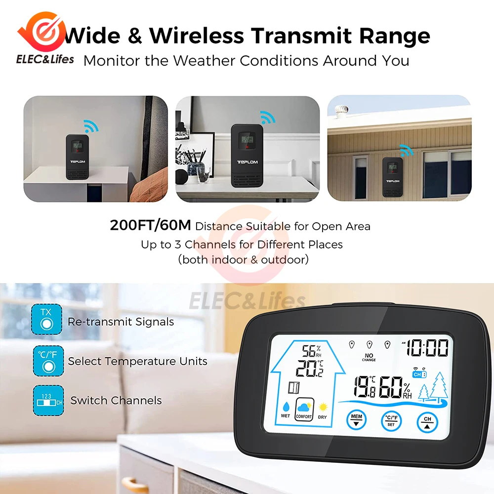 Schermo a colori stazione meteorologica Wireless Digital Home temperatura misuratore di umidità calendario di previsione indicatore di Comfort