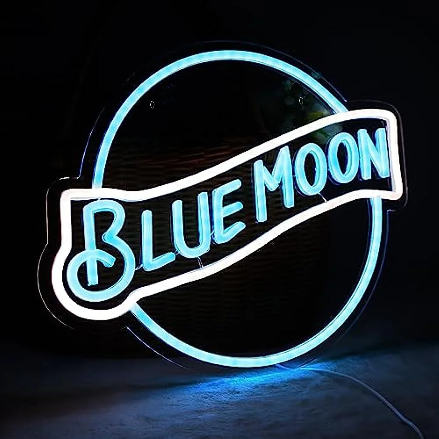 

Blue Moon Neon Sign, Bedroom Led Sign, For Man Cave, Bar, Restaurant, Christmas Birthday Party, Led Art Wall Decor
