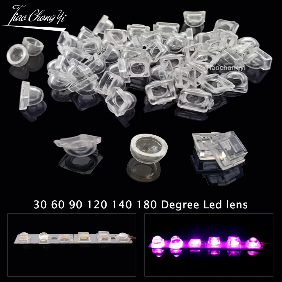 100PCS 5050 LED Lens 30 60 90 120 140 180 Degree Convex Optical Lens For 5050 SMD WS2812  WS2811 SK6812  RGB LED stirp light