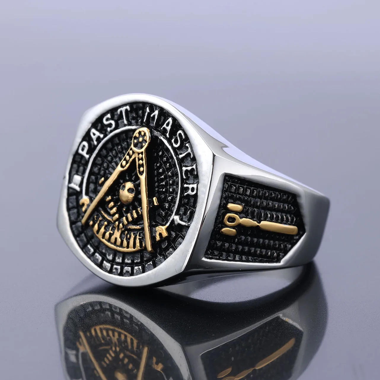 Nordic Viking Gothic Skull Vintage 316L Stainless Steel Past Mason AG Masonic Signet Men Jewelry Ring