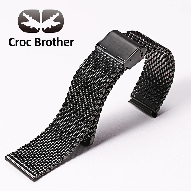 thickening Watch Band 18mm  20mm 22mm 24mm Stainless Steel Men Mesh Replacement DW Smart Watch C2 1.0 line 3.0mm
