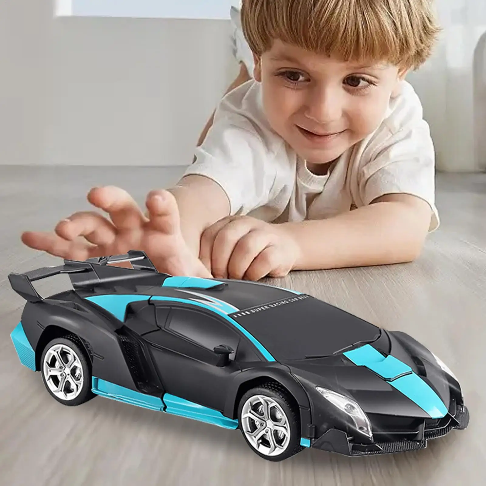 Transformar el coche teledirigido eléctrico transformar el coche Robot RC con luz 2 en 1 vehículo juguetes actividades de aprendizaje interactivas para