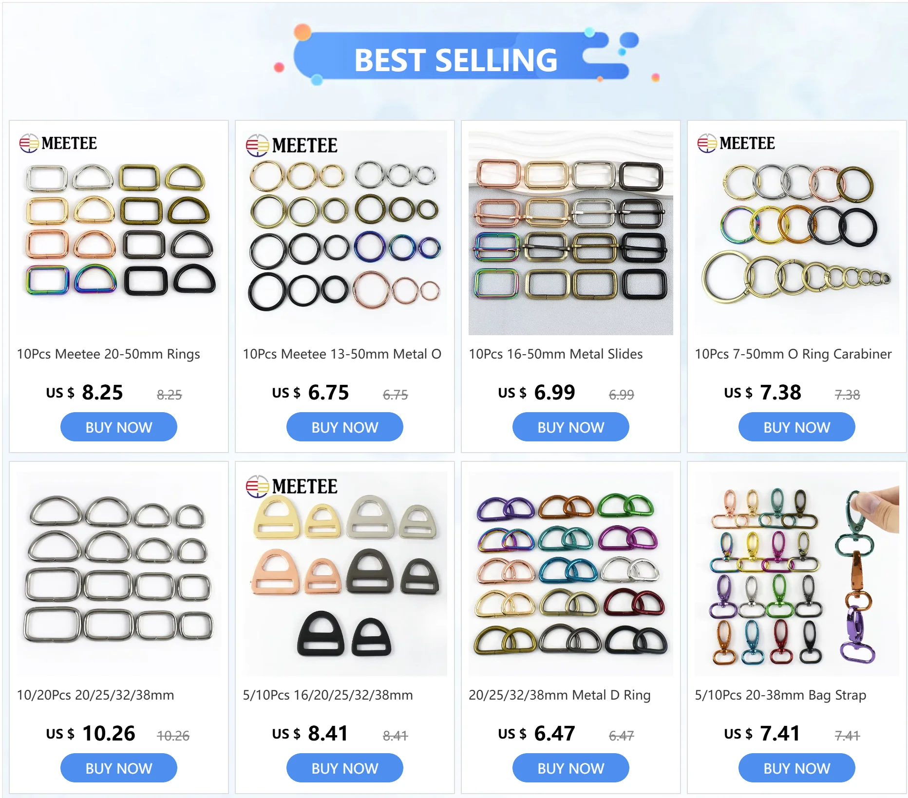 10 Stück Meetee 20–50 mm Ringe Metallschnalle Taschengurt O D Ring Haken Gurtband Griff verbinden Rechteck Verschluss Clip Hardware-Zubehör – Detail 1