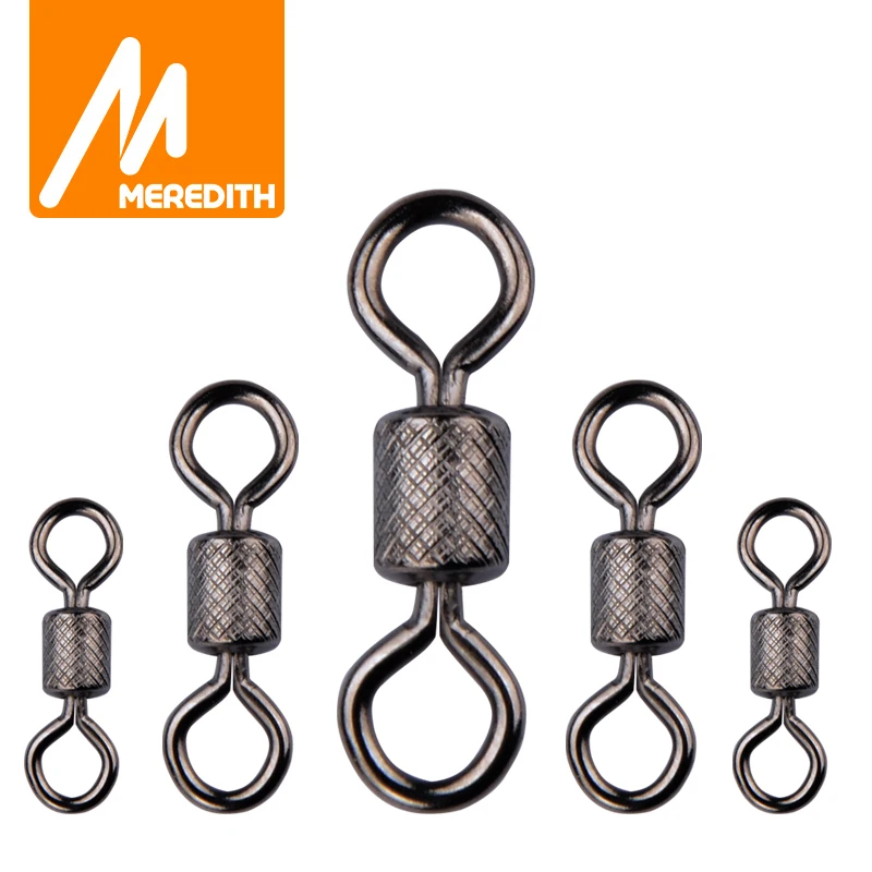 Meredith 50PCS/Lot Fishing Swivels Ball Bearing Swivel with Safety Snap Solid Rings Rolling Swivel for Carp Fishing Accessories