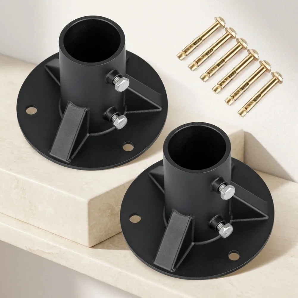 2PCS Wall Mounted Curtain Rod Flange Bracket 19/22/25/32mm Hardware For Closet Wardrobe Pipe Fixing Support Accessories