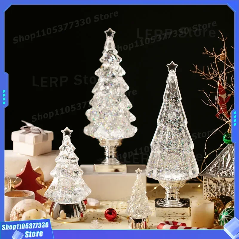 Mini Luminous Christmas Tree Desktop Ornament Small Glowing Xmas Decoration Atmosphere Light Arrangement For Home Party Decor