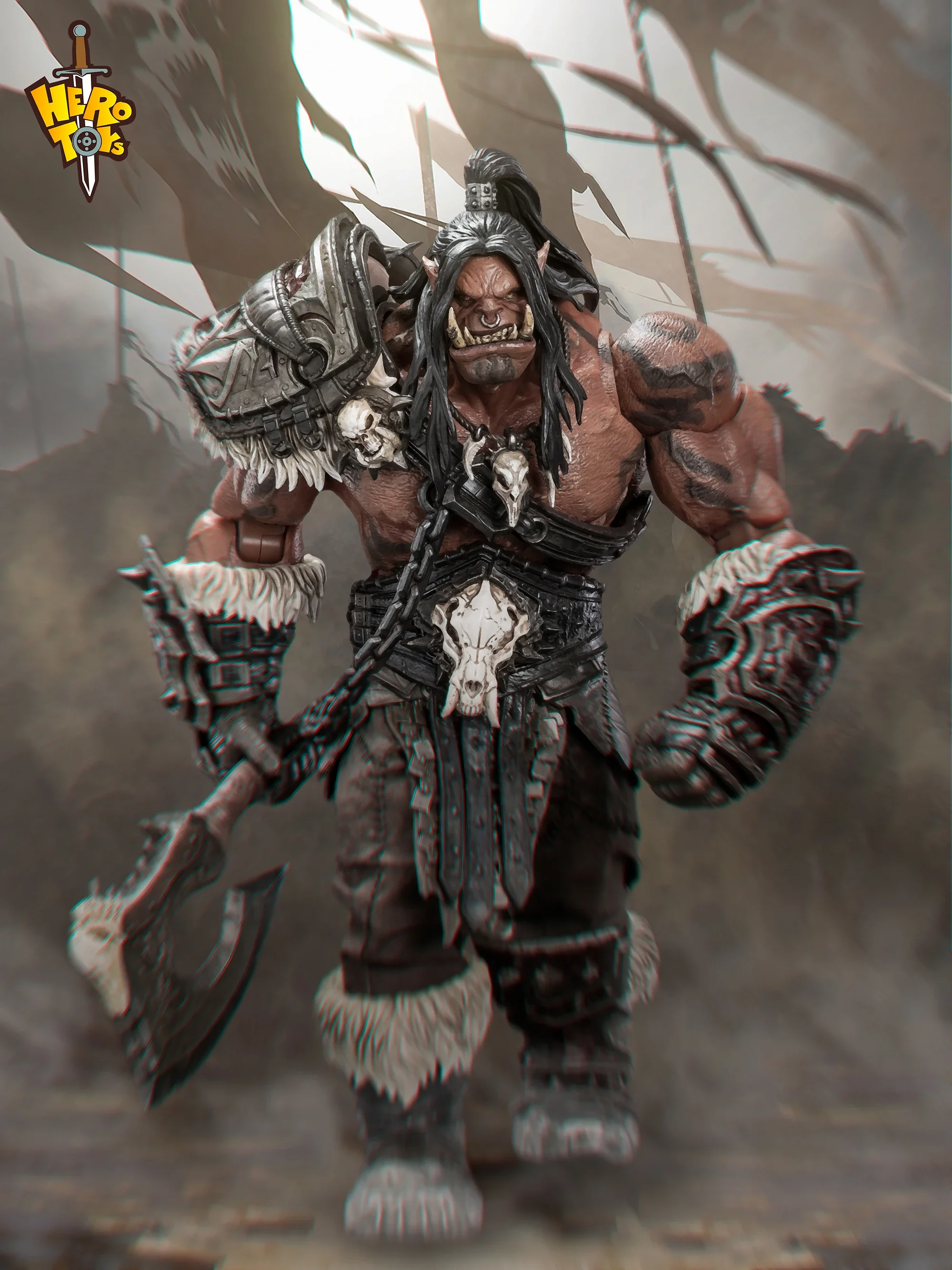 

Genuine Hero Toys Wow Grommash Hellscream Tribal War Song Great Chieftain Orc Warrior Collectible Action Figure Toy