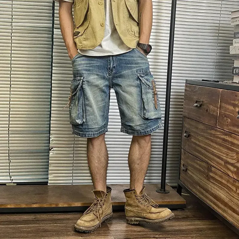 Short Jeans Pants For Men Cargo Straight Stretch Man Denim Shorts With Youthful Emo Popular Emo New In Thin Vintage Harajuku Xl