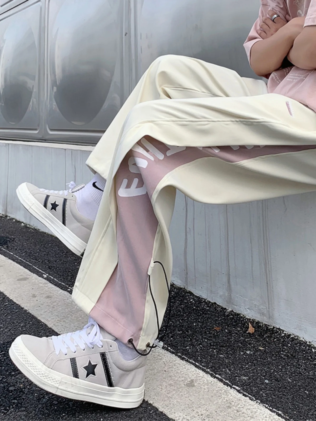 

Летние мужские повседневные брюки свободного кроя с прямыми штанинами, укороченные, в стиле Hong Kong Sle, свободные, струящиеся, в японском стиле INS, модный бренд