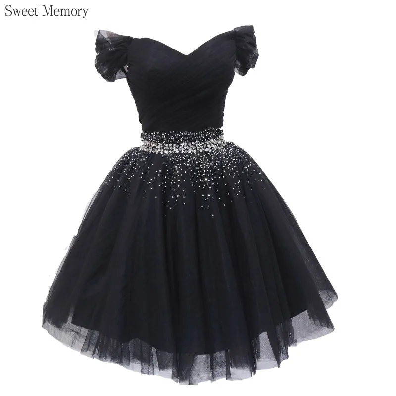 D4130 Vestidos negros formales personalizados, vestidos elegantes a medida para ocasiones, dulce recuerdo, princesa, vestido de baile de tul Sexy hasta la rodilla