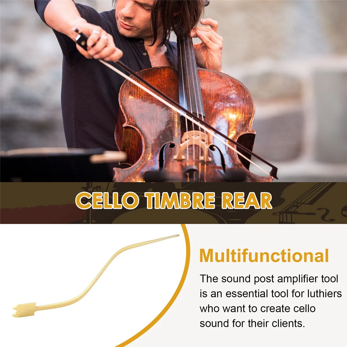

AA-Cello Sound Post Setter Инструмент для ремонта виолончели Металлический крючок для колонки Инструмент Аксессуар для виолончели