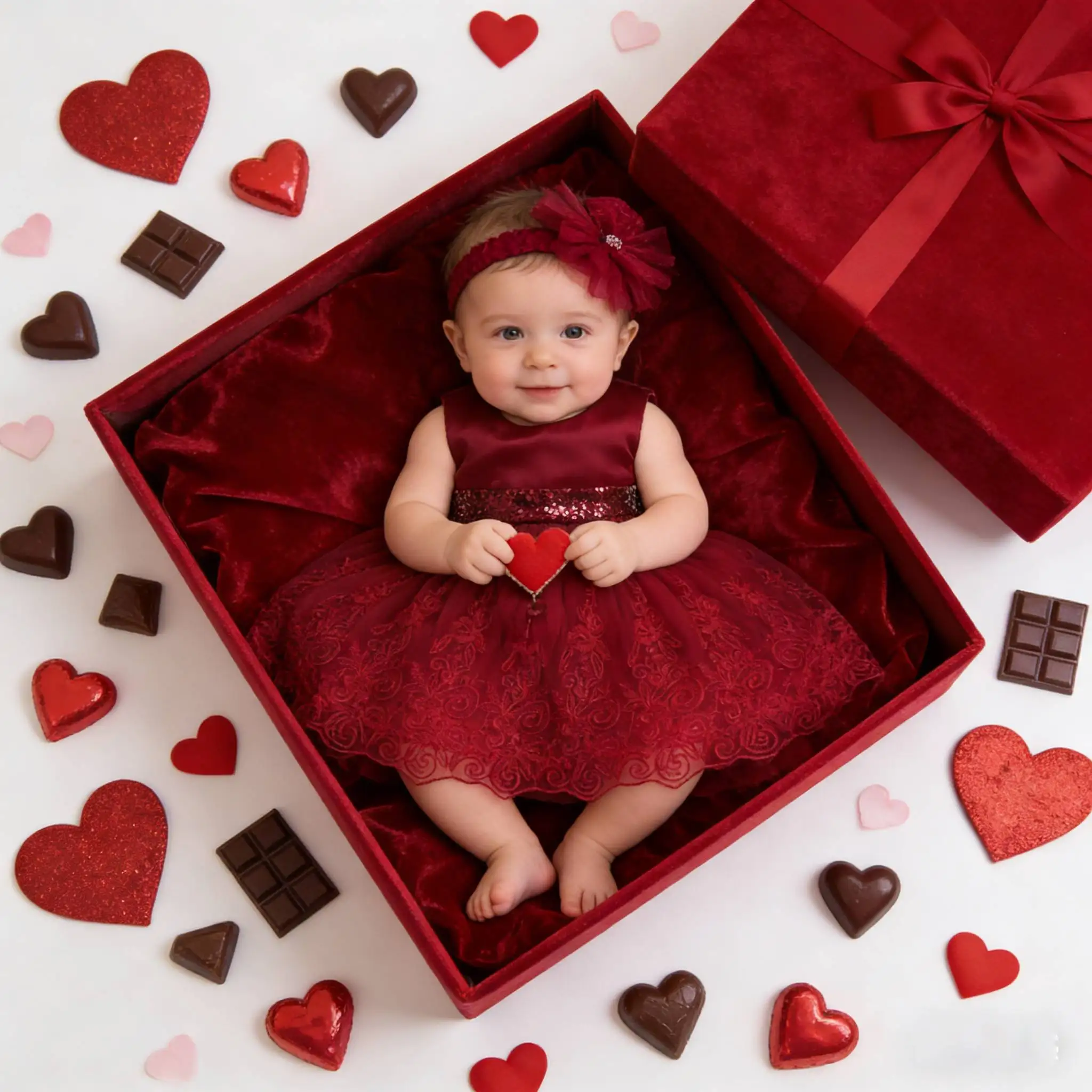Summer Girls red Dress Valentine's Day baby dress Kids Sleeveless Back Bow embroidery Princess Dress Wedding Birthday party gown