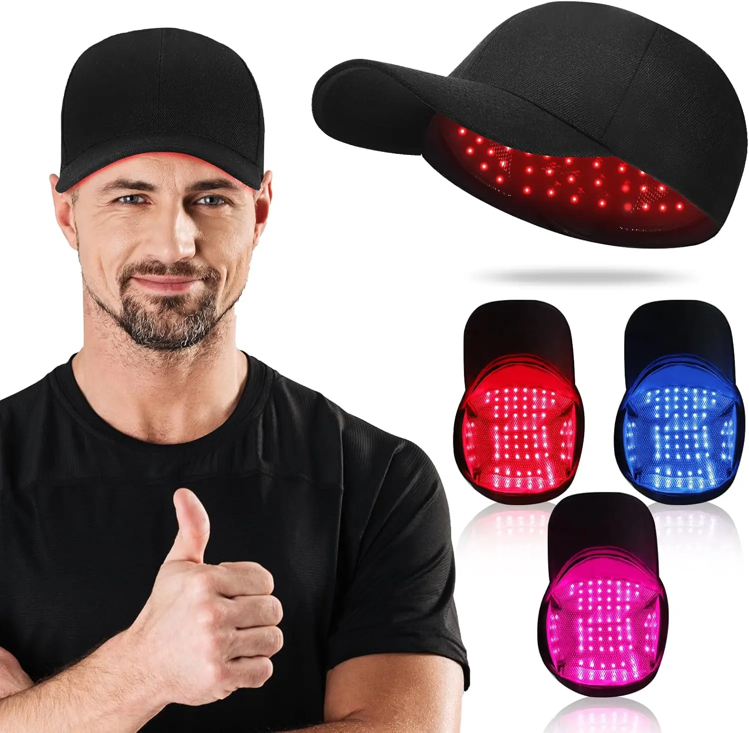 

168 Light Emitting Diode Red and Blue Light Therapy Hat Scalp Health Booster with Anti-Inflammation Blue Light for Medical Home