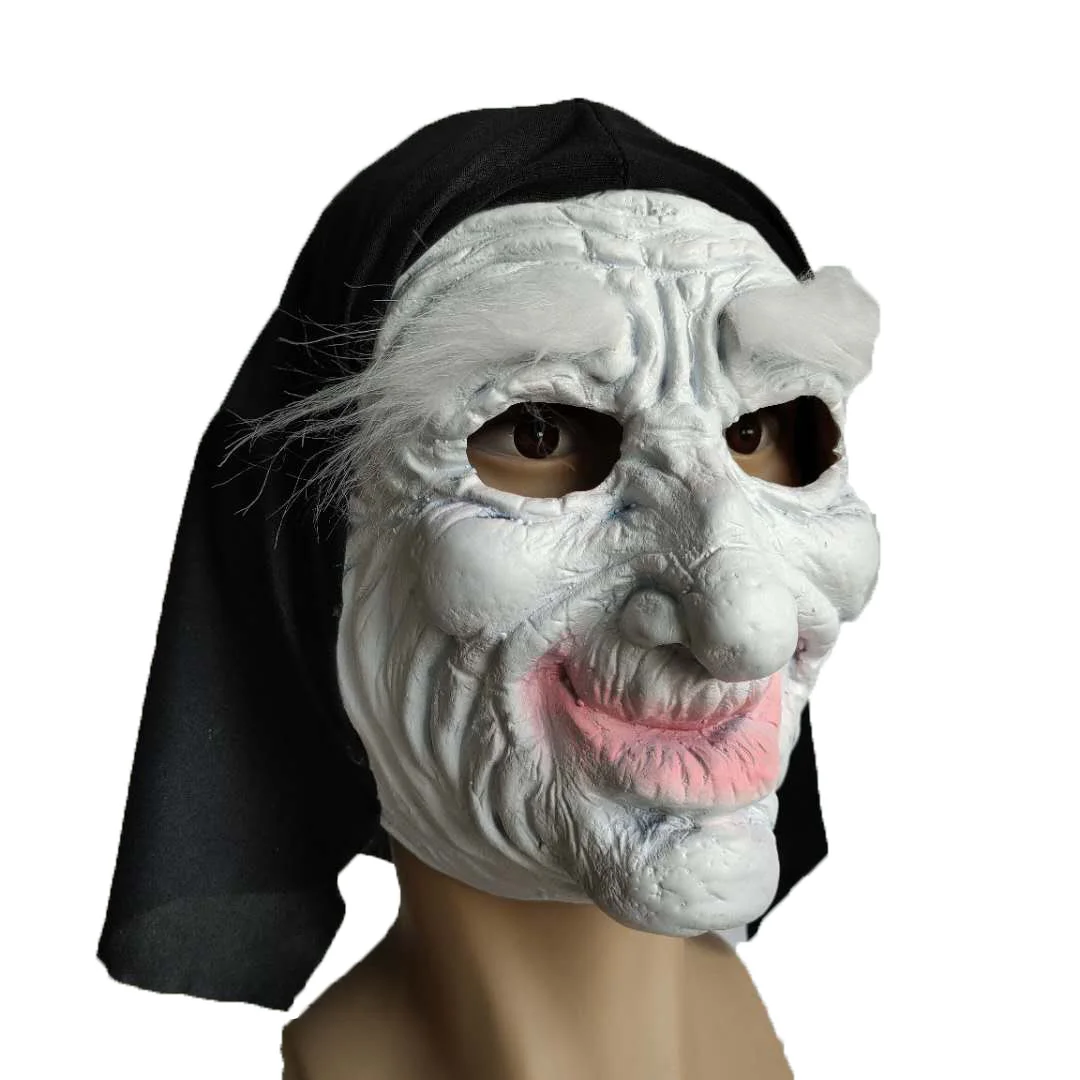 

Witch latex mask role play party accessories masquerade Halloween costume accessories with hair