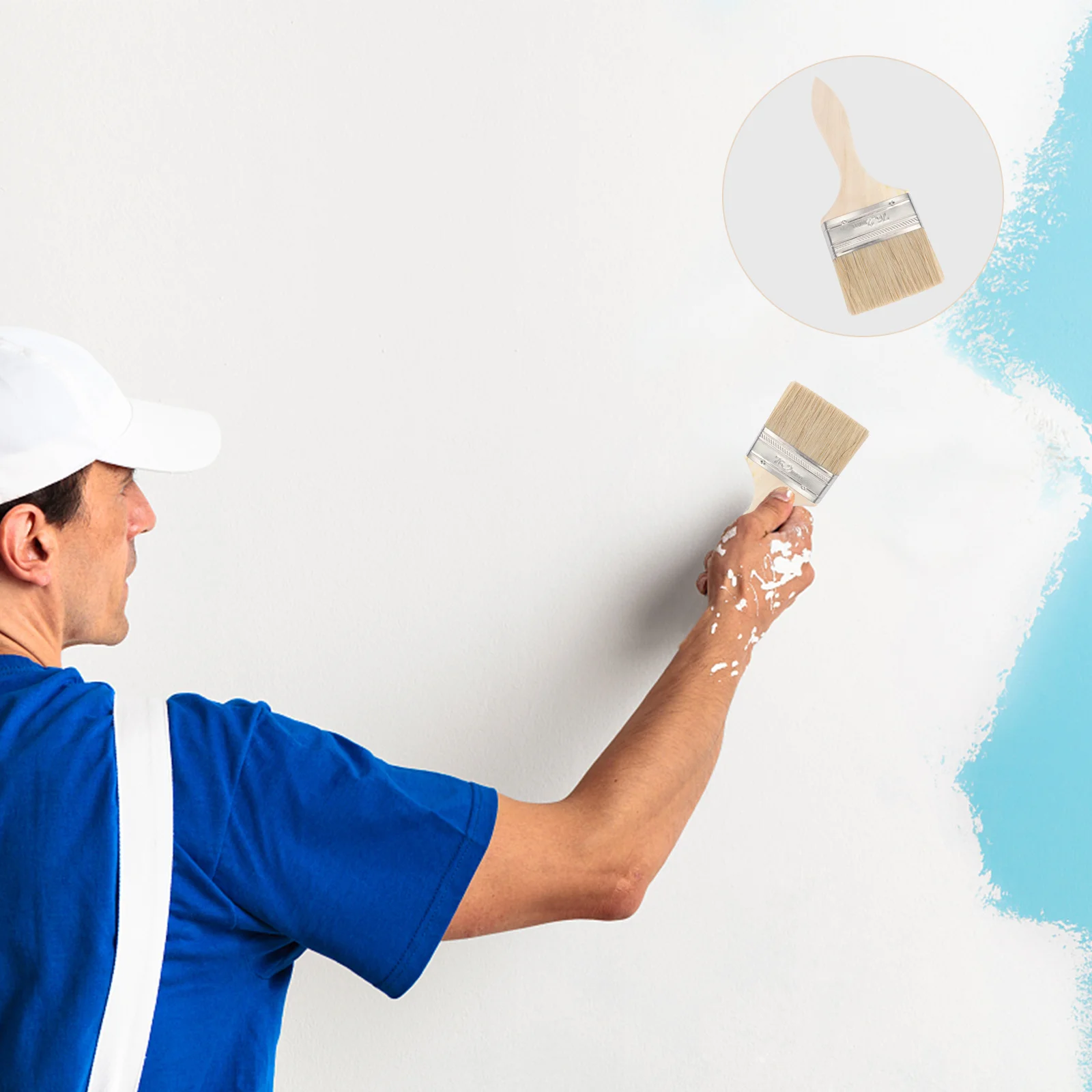 

1pcs Paint Brush 3 Inch Thickened Bristles For Adhesives Touchups Chip Repair Durable Smooth Handle Painter Supplies