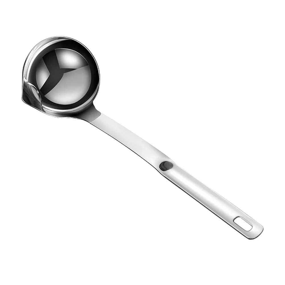 

304 Stainless Steel Oil Filter Soup Spoon Long Handle Hot Pot Cooking Strainer Ladle Ergonomic Design Liquid Separator Hole