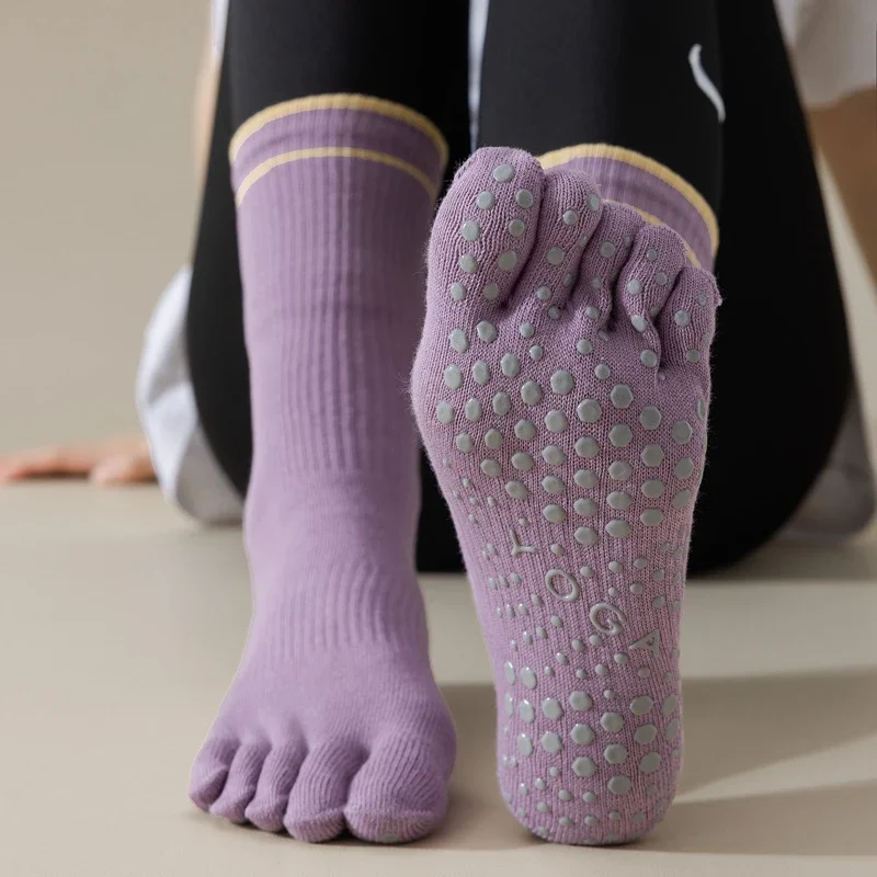 New Five Toes Yoga Socks Women Silicone Non-slip Professional Pilates Socks Female Ladies Fitness Gym Workout Floor Sports Socks