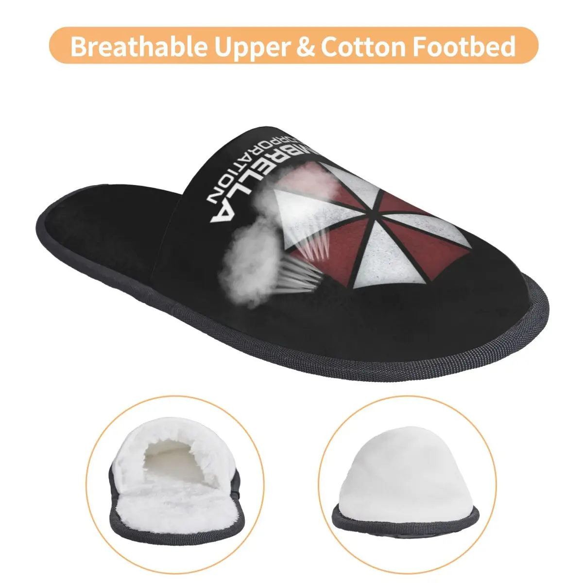 Custom Vintage Umbrella Corporation Corp House Slippers Cozy Warm Video Game Memory Foam Fluffy Slipper Indoor Outdoor Shoes view 3