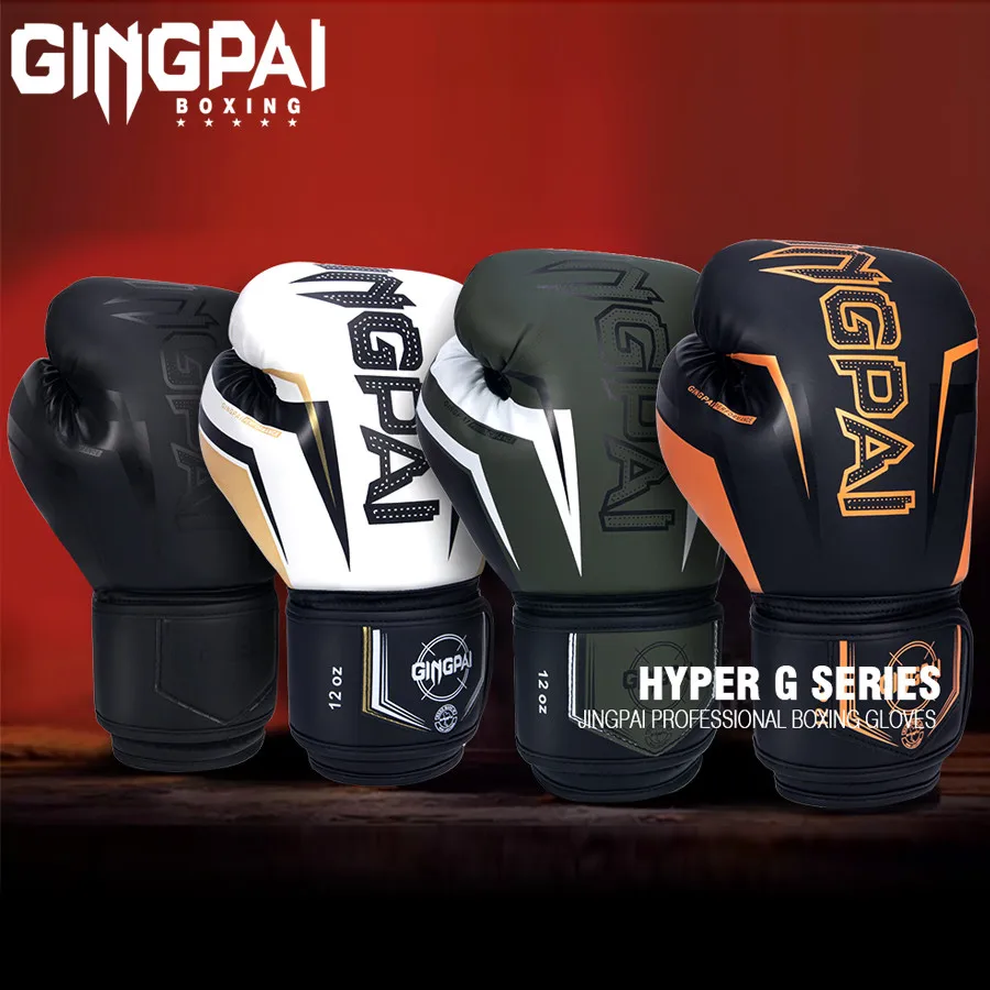 GINGPAI Mężczyźni Kobiety 8 10 12 14 oz Rękawice bokserskie Muay Thai Zawód Kickboxing Dorośli Sandbag Guantes MMA Sanda Training De Boxeo