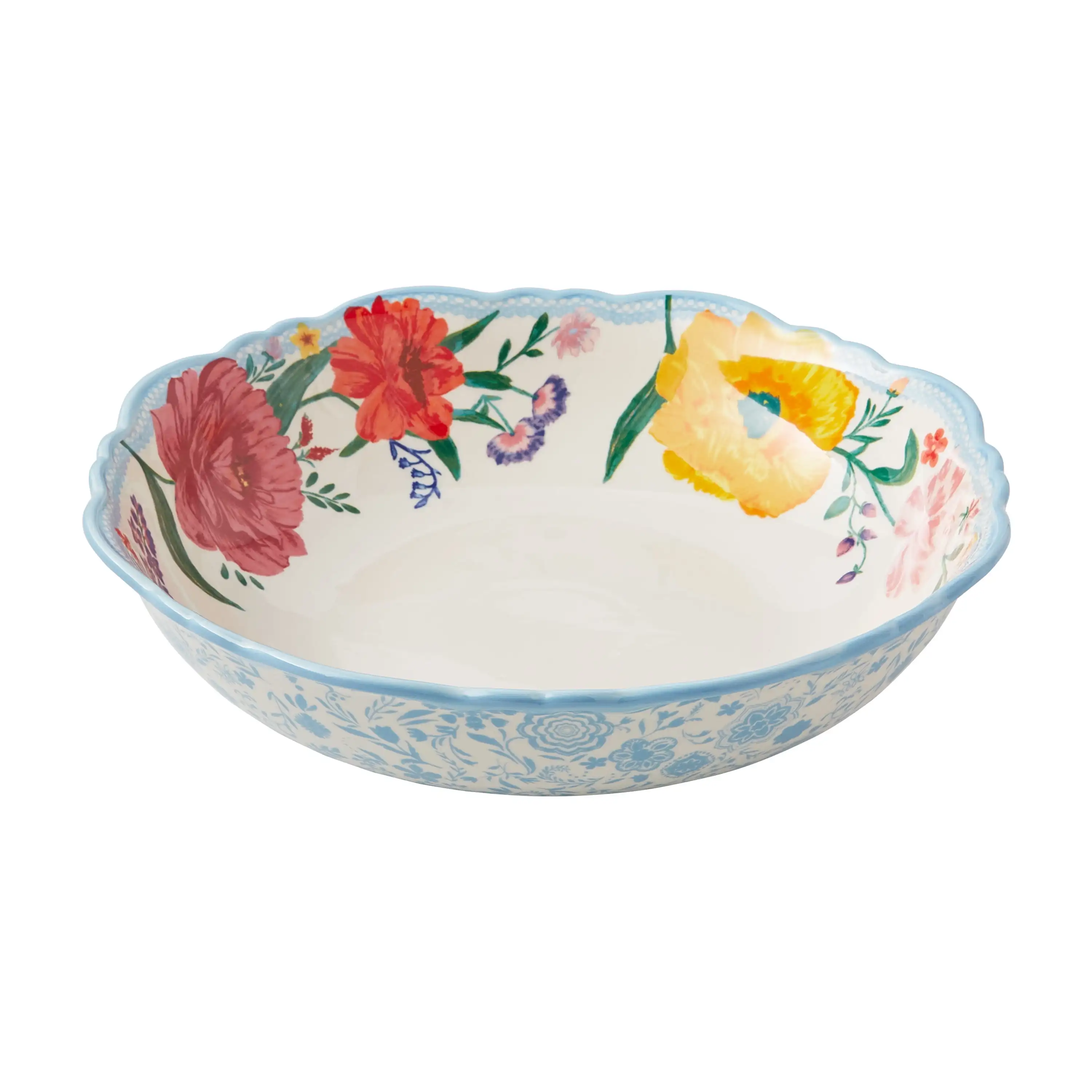 

Brilliant Blooms Stoneware Serve Bowl Dishwasher- and Microwave-safe Perfect for Everyday Use or Special Occasions