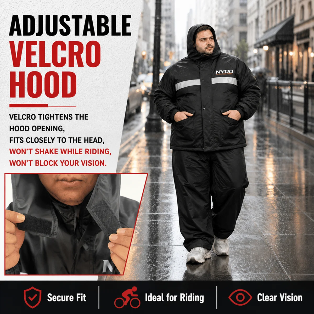Fat Man Raincoat Rain Pants Plus Fat Size Set 10XL Split 160kg Reflective Rainproof Motorcycle Rider Raincoat Double Layer