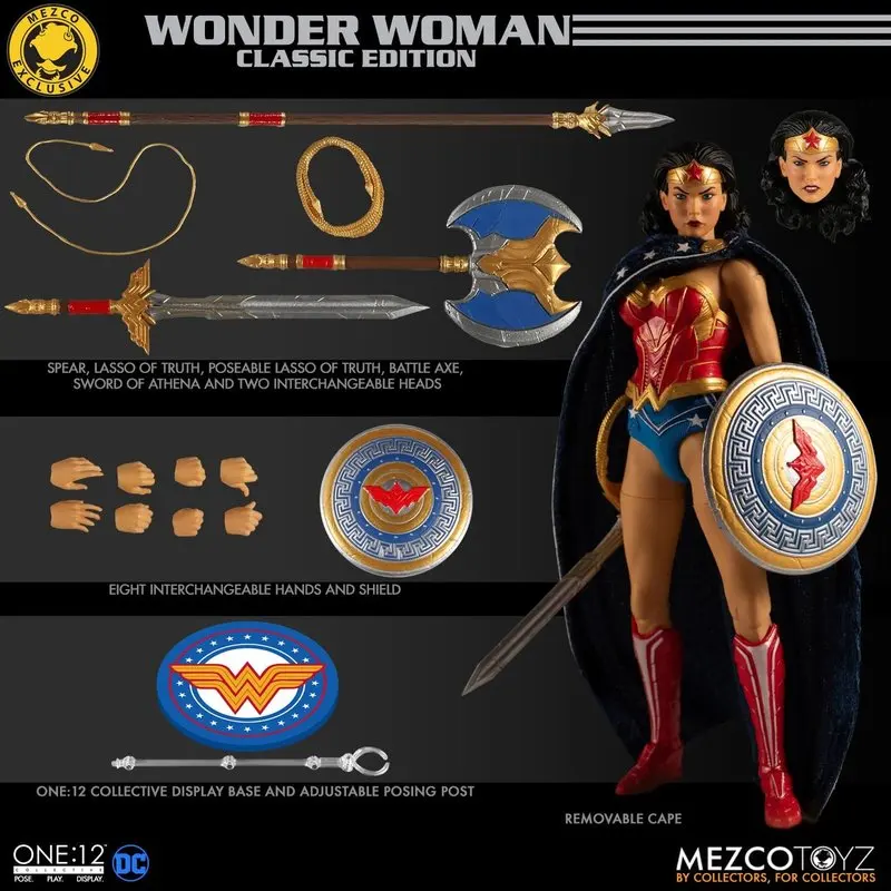 

In Stock Original Mezco 1/12 Classic Version Wonder Woman Collectible Figure Diana Prince DC Comic Movie Role 6" Full Set Toys